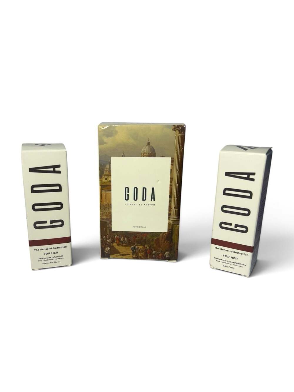 Goda Perfume Bundle:Allure Extrait De Parfum &2 'For Her' Pheromone Infused Oils